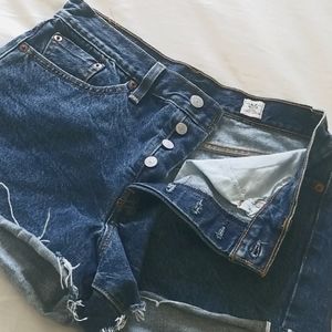 Vintage Levi's Highrise Denim Button Fly Shorts - WHITE OAK